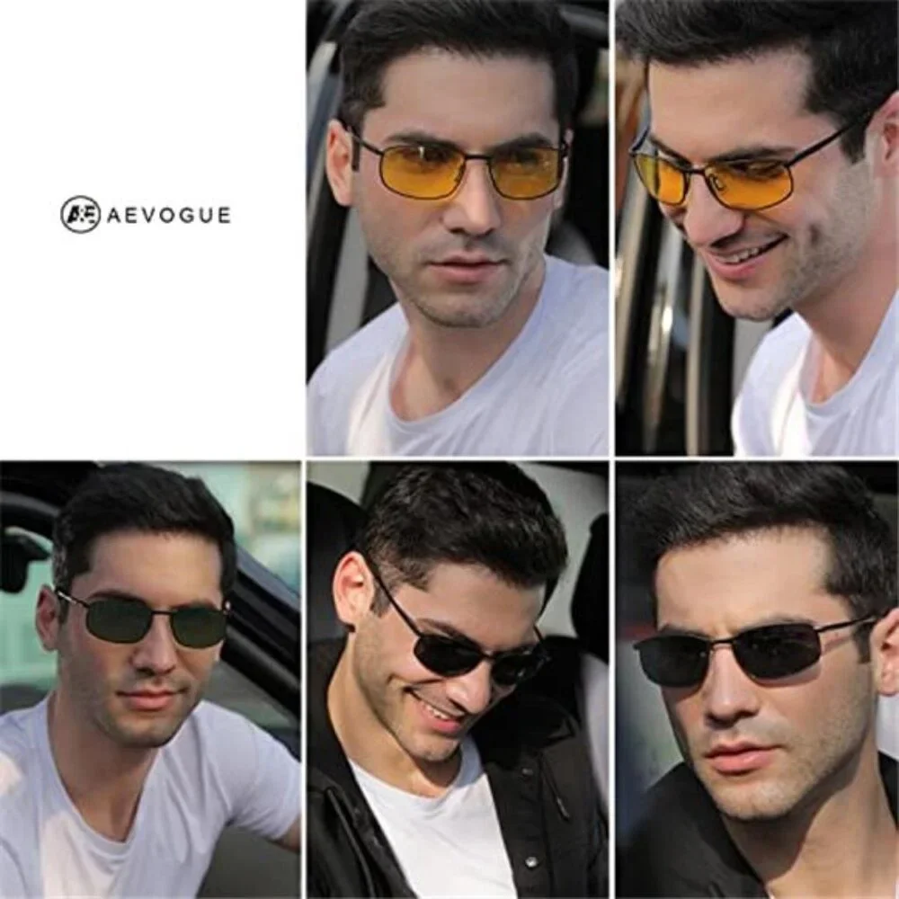 Polarized Sunglasses For Men Rectangle Metal Frame Retro Sun Glasses AE0395